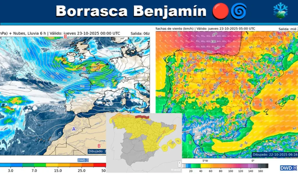 Impacto de la Borrasca Benjamín: Fuertes Vientos y Alertas en España