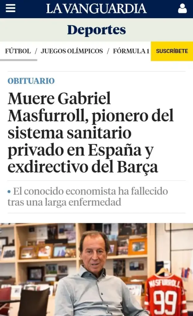 El legado de Gabriel Masfurroll: Un pionero en el deporte y la sanidad privada en España